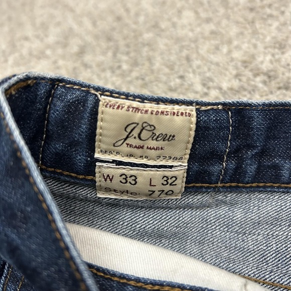 J.Crew 770 Jeans Mens 33x32 Dark Wash Blue Kaihara Denim Straight  5-Pocket - Picture 4 of 13